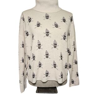 Skull Cashmere Cream Knit Sweater - Women's Size S